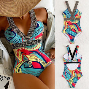 Riseado Sexy Push Up Swimsuit One Piece Swimwear Women  Black Bathing Suit Stitch Detail One-pieces Swimming Suit for Women | TageUnlimited