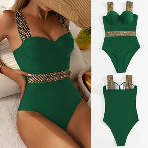 Riseado Sexy Push Up Swimsuit One Piece Swimwear Women  Black Bathing Suit Stitch Detail One-pieces Swimming Suit for Women | TageUnlimited