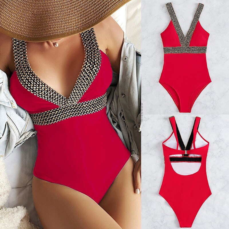 Riseado Sexy Push Up Swimsuit One Piece Swimwear Women  Black Bathing Suit Stitch Detail One-pieces Swimming Suit for Women | TageUnlimited