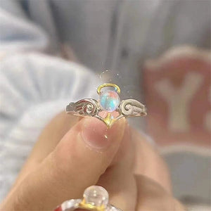 Romantic Angel and Demon Wings Couple Rings For Women Goth Fashion Moonstone Adjustable Opening Finger Men&#39;s Ring Party Jewelry | 0 | Tage-Active