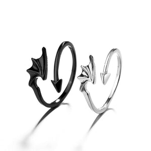 Romantic Angel and Demon Wings Couple Rings For Women Goth Fashion Moonstone Adjustable Opening Finger Men&#39;s Ring Party Jewelry | 0 | Tage-Active