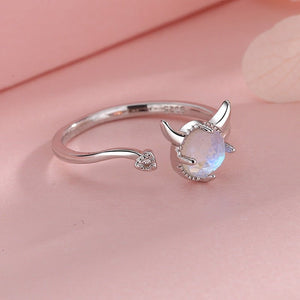 Romantic Angel and Demon Wings Couple Rings For Women Goth Fashion Moonstone Adjustable Opening Finger Men&#39;s Ring Party Jewelry | 0 | Tage-Active