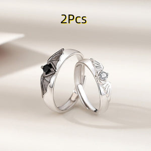 Romantic Angel and Demon Wings Couple Rings For Women Goth Fashion Moonstone Adjustable Opening Finger Men&#39;s Ring Party Jewelry | 0 | Tage-Active