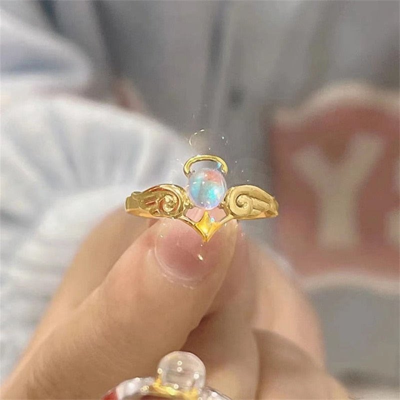 Romantic Angel and Demon Wings Couple Rings For Women Goth Fashion Moonstone Adjustable Opening Finger Men&#39;s Ring Party Jewelry | 0 | Tage-Active