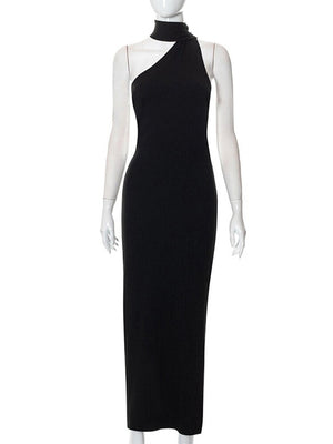 Sexy Backless Black Maxi Dress For Women Fashion Sleeveless Halter Split Dress  Summer Elegant Party Prom Bodycon Long Dress | 0 | TageUnlimited