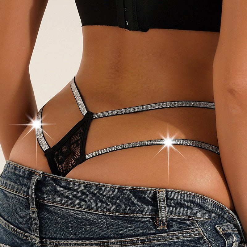 Sexy Lace Transparent Panties Women Double Strap Low Waist Thong Sexy Lingerie Breathable G-string Underwear Sensual Tangas | TageUnlimited
