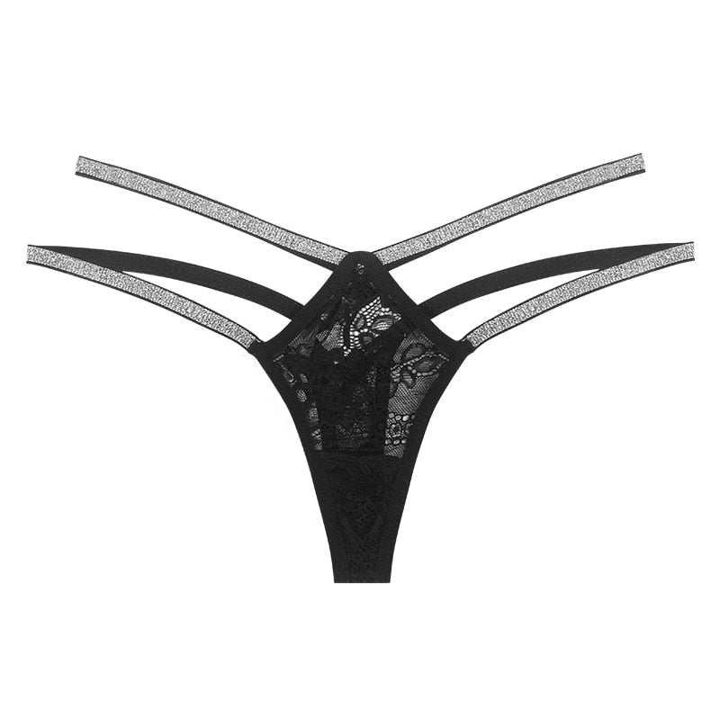 Sexy Lace Transparent Panties Women Double Strap Low Waist Thong Sexy Lingerie Breathable G-string Underwear Sensual Tangas | TageUnlimited