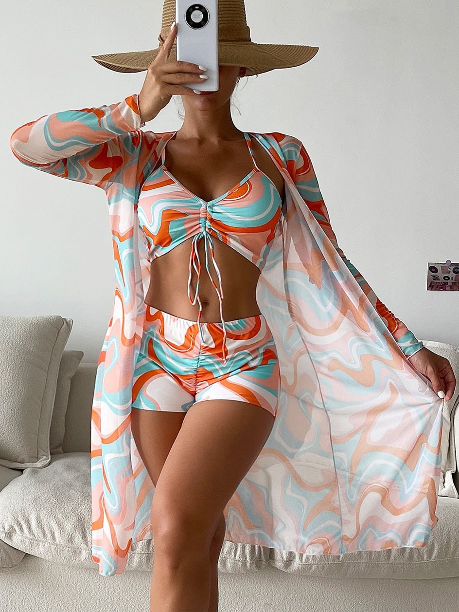 Sexy Print Bikini Women High Waist Swimsuit Cover Up Swimwear Female Lady Bathing Suit Swimming Summer Beachwear | TageUnlimited