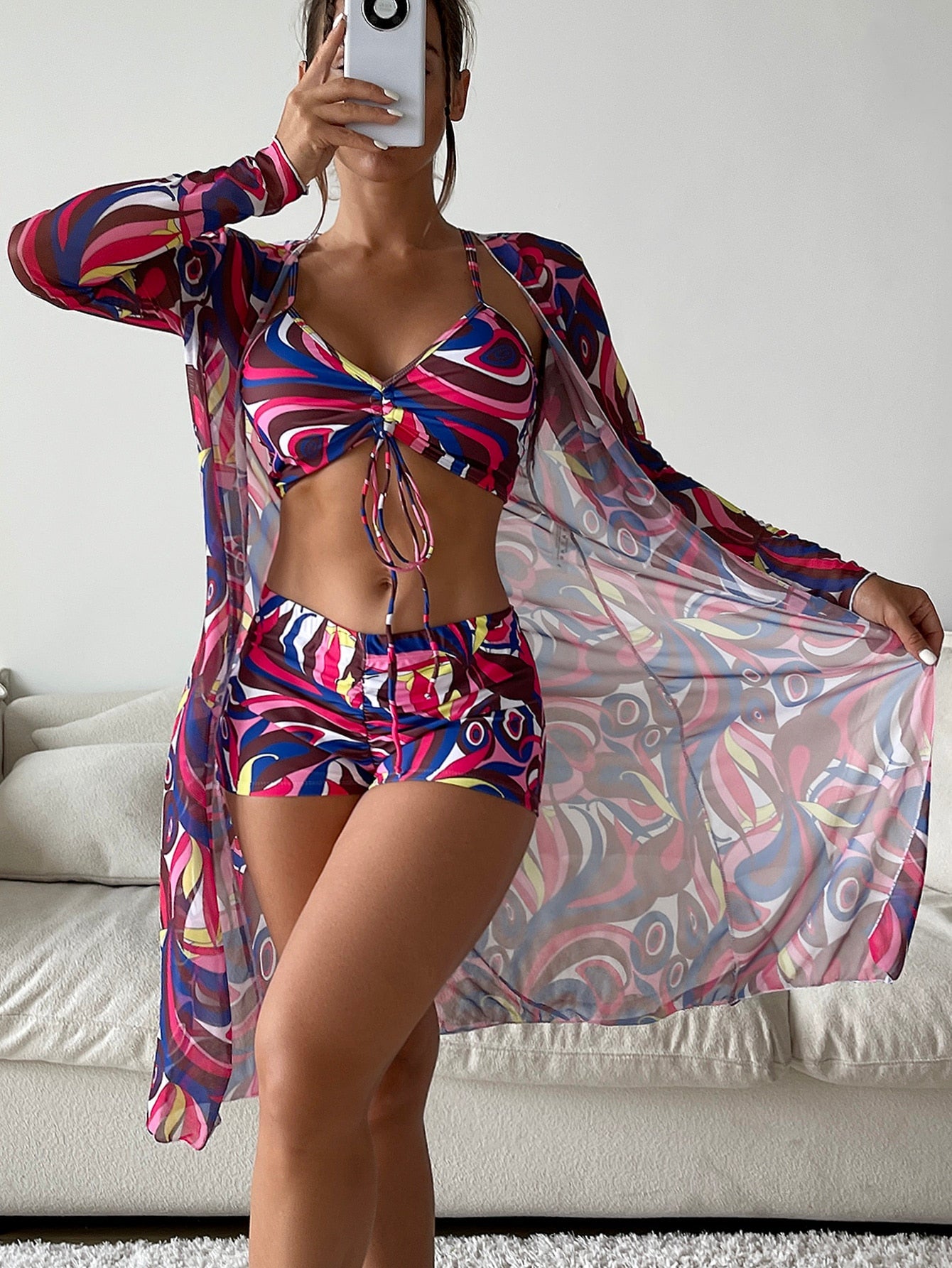 Sexy Print Bikini Women High Waist Swimsuit Cover Up Swimwear Female Lady Bathing Suit Swimming Summer Beachwear | TageUnlimited