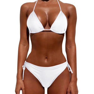 Sexy Women Pure Color Swimwear New Summer Style Lady Bandage Bikini Set Push-up Bra Bathing Suit Brazilian Biquini | TageUnlimited