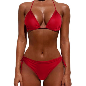 Sexy Women Pure Color Swimwear New Summer Style Lady Bandage Bikini Set Push-up Bra Bathing Suit Brazilian Biquini | TageUnlimited