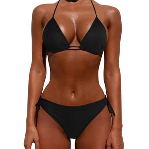 Sexy Women Pure Color Swimwear New Summer Style Lady Bandage Bikini Set Push-up Bra Bathing Suit Brazilian Biquini | TageUnlimited