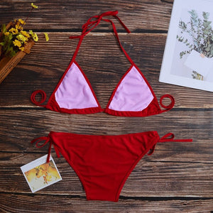 Sexy Women Pure Color Swimwear New Summer Style Lady Bandage Bikini Set Push-up Bra Bathing Suit Brazilian Biquini | TageUnlimited