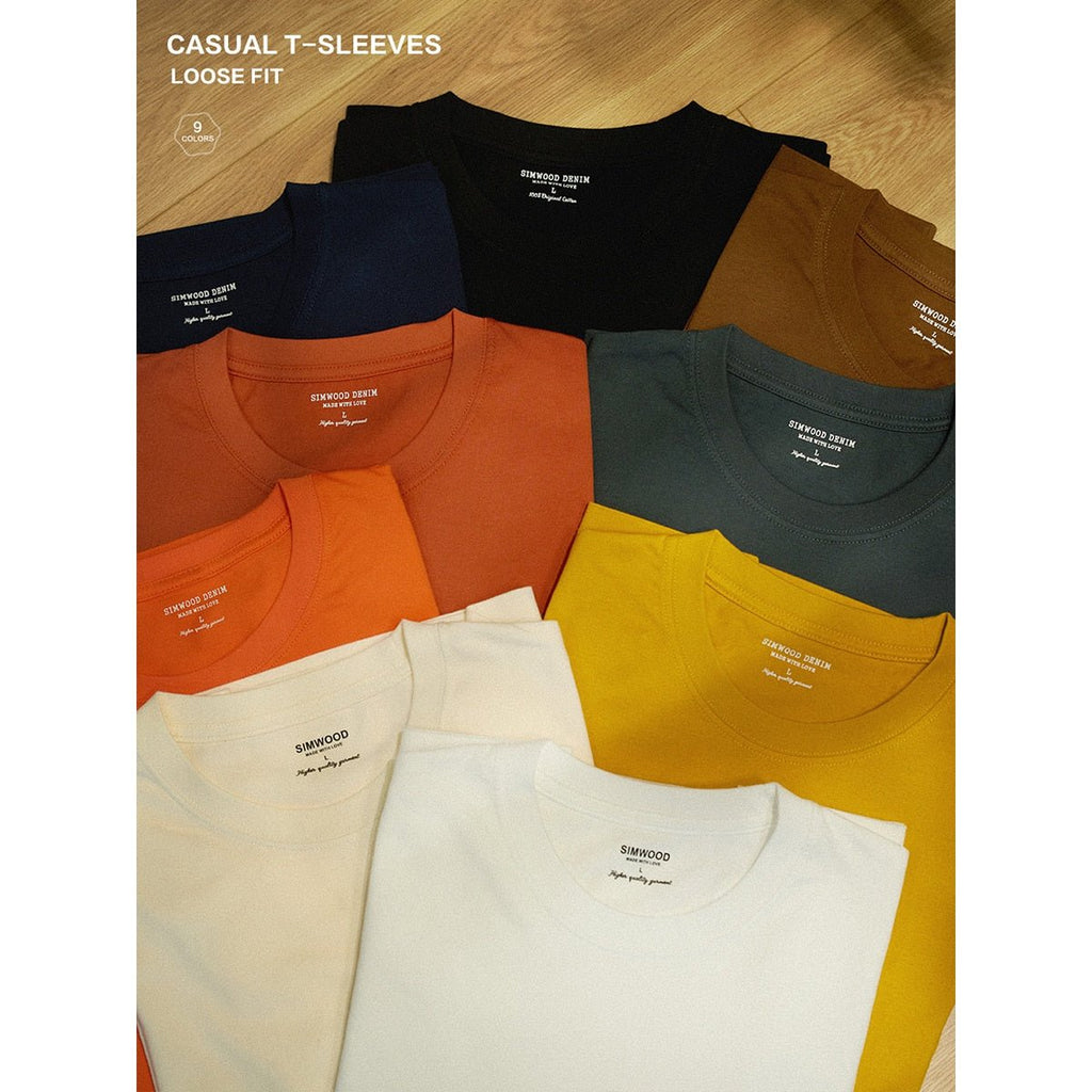 SIMWOOD Summer New 100% Cotton White Solid T Shirt Men Causal O-neck Basic T-shirt Male High Quality Classical Tops 190449 | 0 | Tage-Active