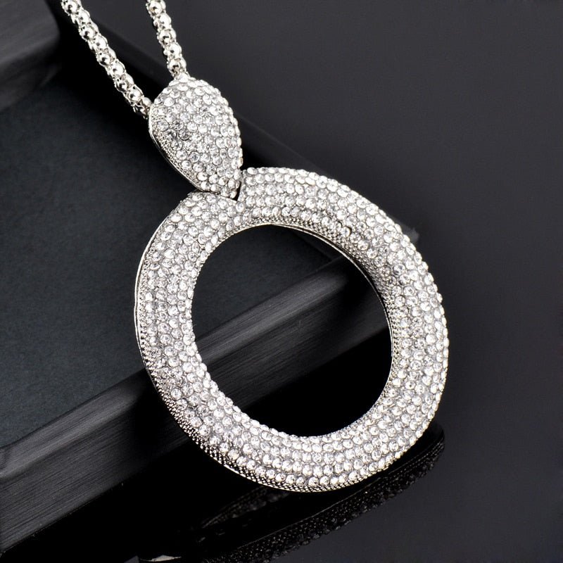 SINLEERY Dazzling Full Cubic Zirconia Hollow Round Pendant Long Necklace for Women Statement Maxi Jewelry Accessories ZD1 SSA | 0 | Tage-Active