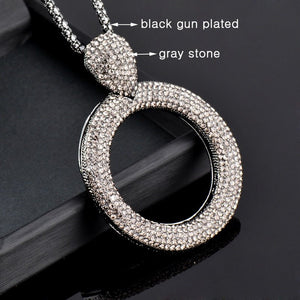 SINLEERY Dazzling Full Cubic Zirconia Hollow Round Pendant Long Necklace for Women Statement Maxi Jewelry Accessories ZD1 SSA | 0 | Tage-Active