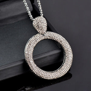 SINLEERY Dazzling Full Cubic Zirconia Hollow Round Pendant Long Necklace for Women Statement Maxi Jewelry Accessories ZD1 SSA | 0 | Tage-Active