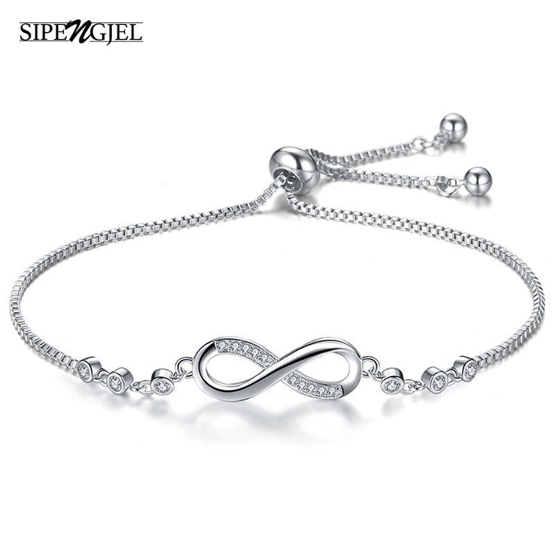 Fashion Stainless Steel Endless Love Infinity Chain Bracelets On Hand Adjustable Bracelets For Woman Party Jewelry | 0 | Tage-Active