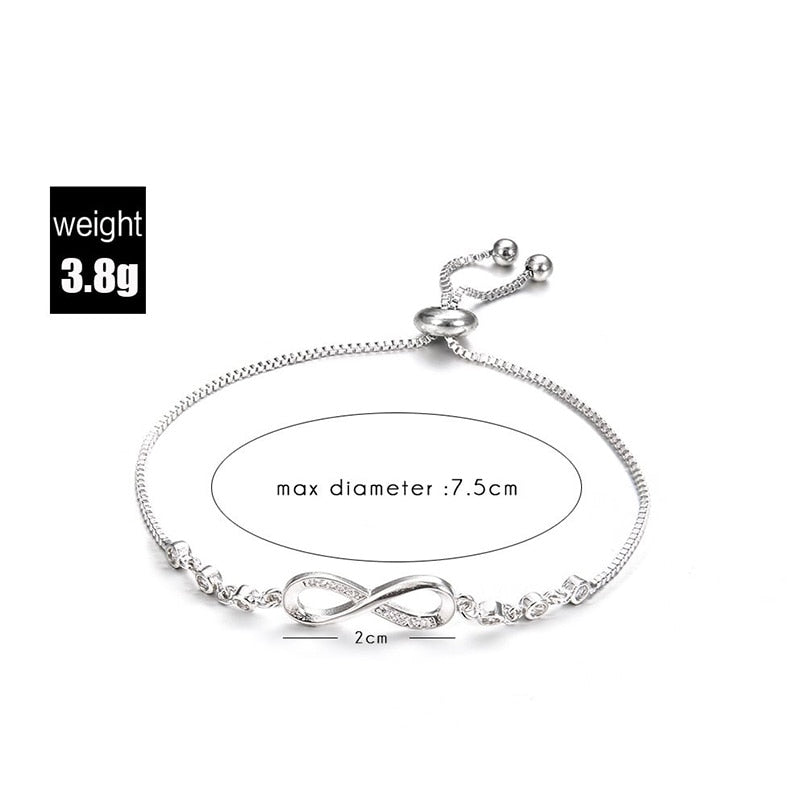 Fashion Stainless Steel Endless Love Infinity Chain Bracelets On Hand Adjustable Bracelets For Woman Party Jewelry | 0 | Tage-Active