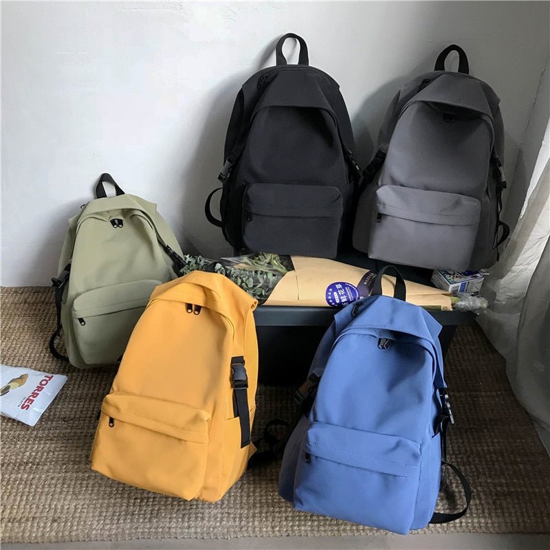 Solid Color Waterproof Nylon Shoulder Bag Fashion Backpack Large Capacity Female Large Backpack Small Travel Backpack | TageUnlimited
