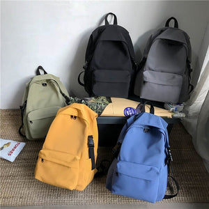 Solid Color Waterproof Nylon Shoulder Bag Fashion Backpack Large Capacity Female Large Backpack Small Travel Backpack | TageUnlimited