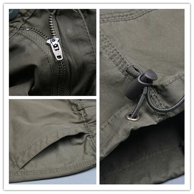 Summer Men&#39;s Casual Cotton Cargo Shorts Overalls Long Length Multi Pocket Hot breeches Military Capri Pants Male Tactical Short | 0 | Tage-Active