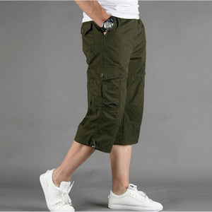Summer Men&#39;s Casual Cotton Cargo Shorts Overalls Long Length Multi Pocket Hot breeches Military Capri Pants Male Tactical Short | 0 | Tage-Active