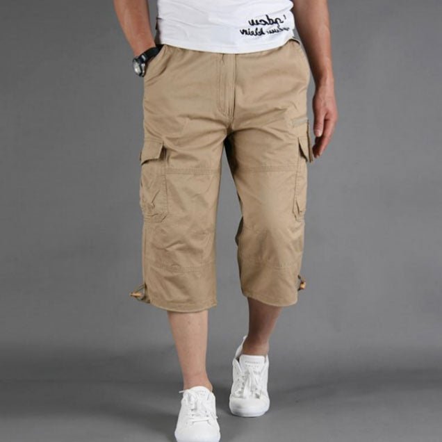 Summer Men&#39;s Casual Cotton Cargo Shorts Overalls Long Length Multi Pocket Hot breeches Military Capri Pants Male Tactical Short | 0 | Tage-Active