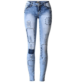 Summer Style Low Waist Sky Blue Patchwork Skinny Tights Women Pencil Jeans High Stretch Sexy Push Up Denim Women Fashion Jeans | 0 | TageUnlimited
