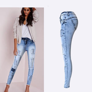 Summer Style Low Waist Sky Blue Patchwork Skinny Tights Women Pencil Jeans High Stretch Sexy Push Up Denim Women Fashion Jeans | 0 | TageUnlimited