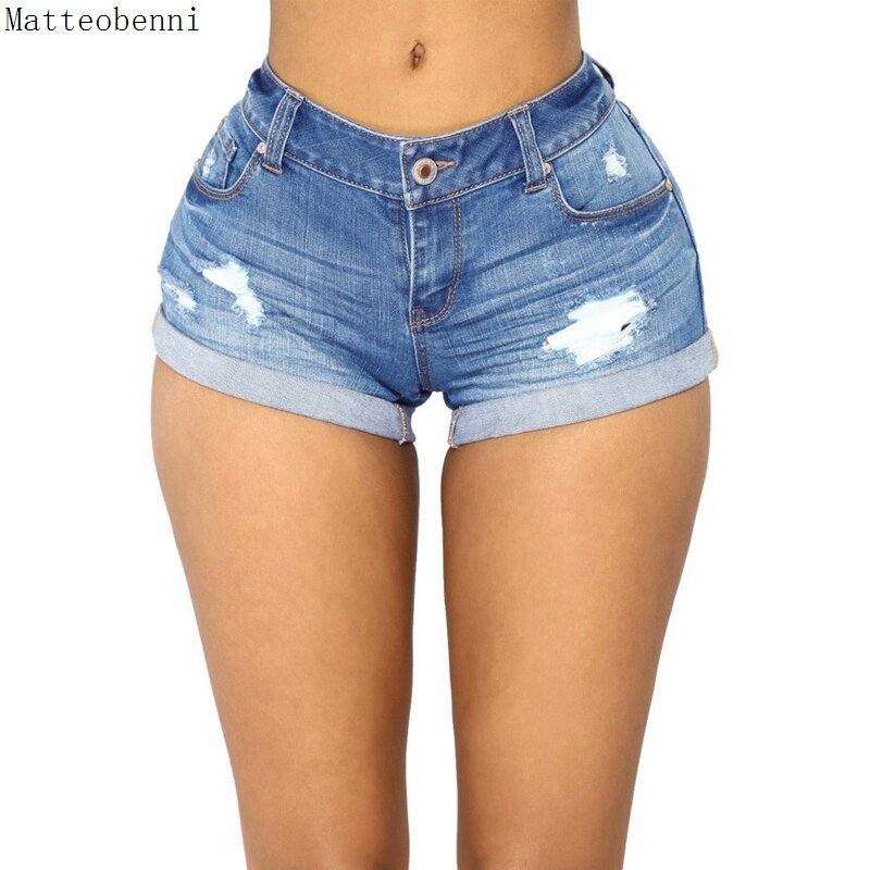 Summer Women Sexy Crimping Denim Shorts Ladies Vintage Mid waist sexy Ripped Tassel casual Hot Short Jeans Femme Slim Streetwear | TageUnlimited