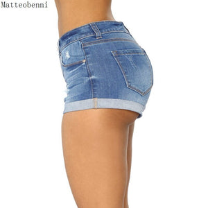 Summer Women Sexy Crimping Denim Shorts Ladies Vintage Mid waist sexy Ripped Tassel casual Hot Short Jeans Femme Slim Streetwear | TageUnlimited