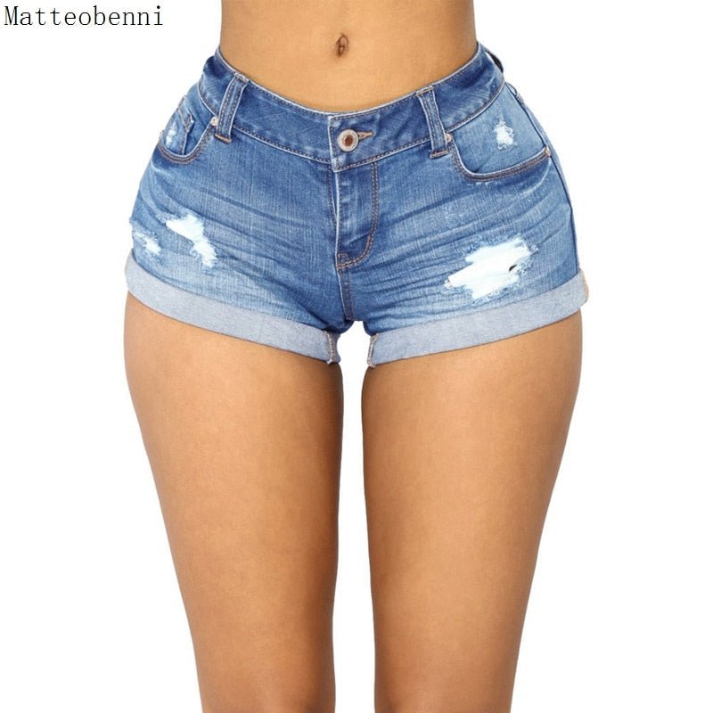 Summer Women Sexy Crimping Denim Shorts Ladies Vintage Mid waist sexy Ripped Tassel casual Hot Short Jeans Femme Slim Streetwear | TageUnlimited