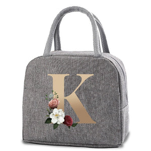 Thermal Lunch Dinner Bags Canvas Gold Letter Handbag Picnic Travel Breakfast Box School Child Convenient Lunch Bag Tote Food Bag | 0 | Tage-Active