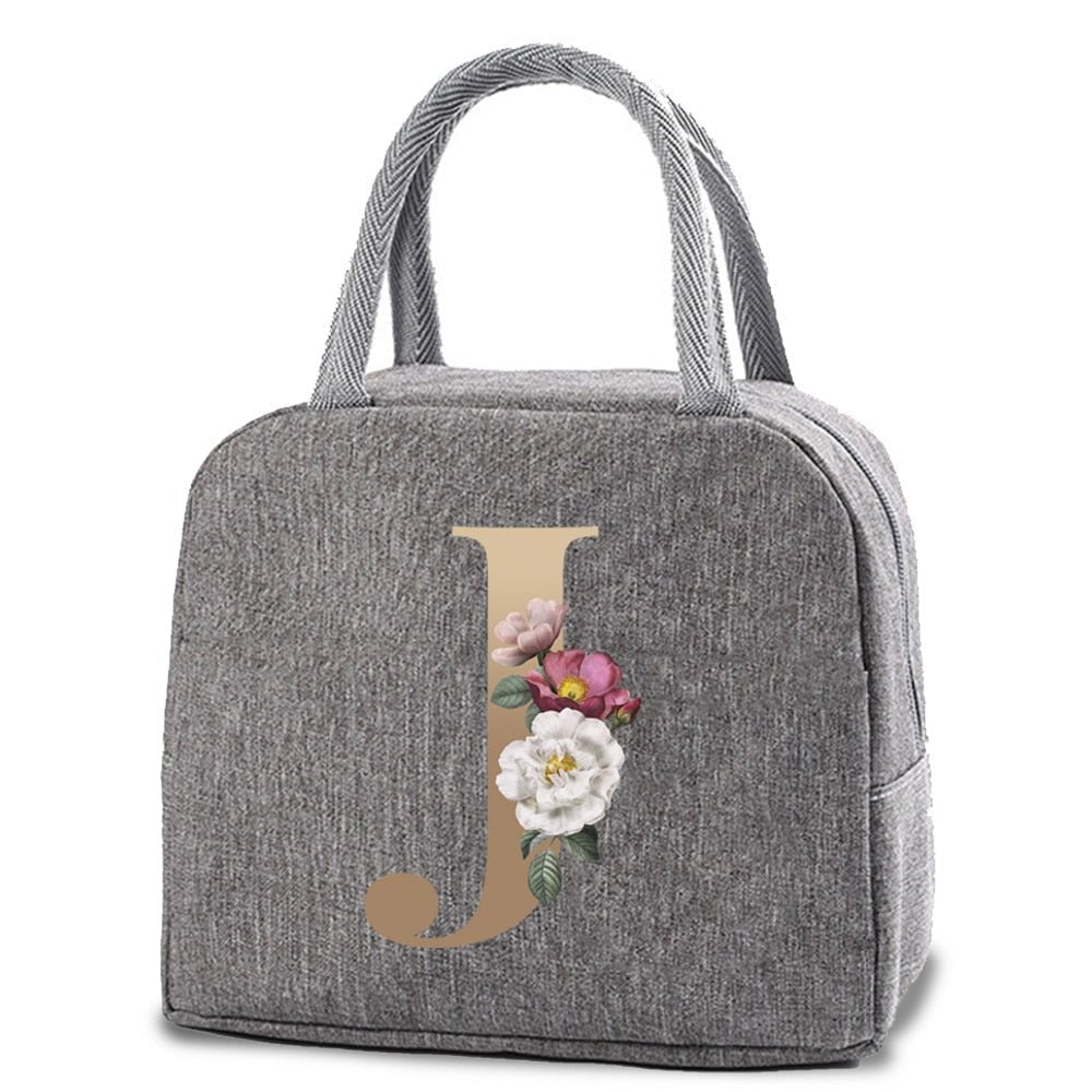 Thermal Lunch Dinner Bags Canvas Gold Letter Handbag Picnic Travel Breakfast Box School Child Convenient Lunch Bag Tote Food Bag | 0 | Tage-Active