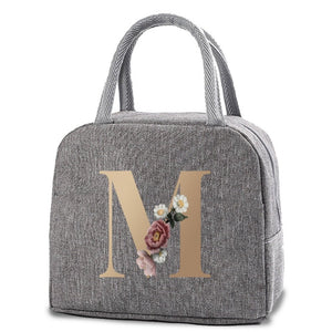 Thermal Lunch Dinner Bags Canvas Gold Letter Handbag Picnic Travel Breakfast Box School Child Convenient Lunch Bag Tote Food Bag | 0 | Tage-Active