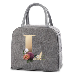 Thermal Lunch Dinner Bags Canvas Gold Letter Handbag Picnic Travel Breakfast Box School Child Convenient Lunch Bag Tote Food Bag | 0 | Tage-Active