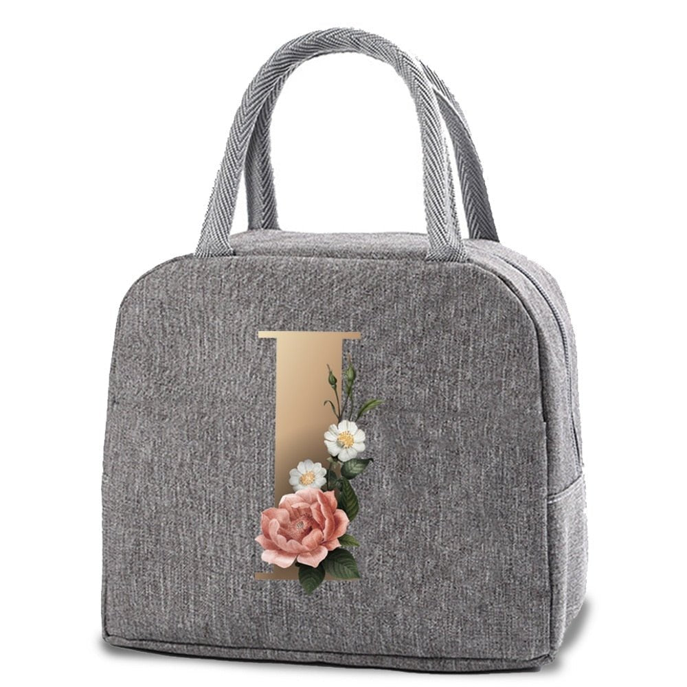 Thermal Lunch Dinner Bags Canvas Gold Letter Handbag Picnic Travel Breakfast Box School Child Convenient Lunch Bag Tote Food Bag | 0 | Tage-Active