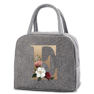 Thermal Lunch Dinner Bags Canvas Gold Letter Handbag Picnic Travel Breakfast Box School Child Convenient Lunch Bag Tote Food Bag | 0 | Tage-Active