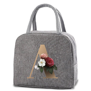 Thermal Lunch Dinner Bags Canvas Gold Letter Handbag Picnic Travel Breakfast Box School Child Convenient Lunch Bag Tote Food Bag | 0 | Tage-Active
