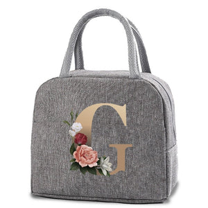 Thermal Lunch Dinner Bags Canvas Gold Letter Handbag Picnic Travel Breakfast Box School Child Convenient Lunch Bag Tote Food Bag | 0 | Tage-Active