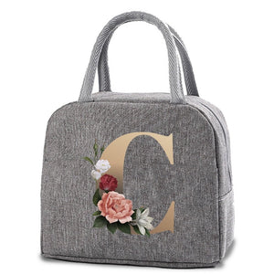 Thermal Lunch Dinner Bags Canvas Gold Letter Handbag Picnic Travel Breakfast Box School Child Convenient Lunch Bag Tote Food Bag | 0 | Tage-Active
