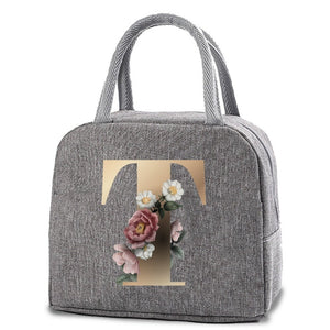 Thermal Lunch Dinner Bags Canvas Gold Letter Handbag Picnic Travel Breakfast Box School Child Convenient Lunch Bag Tote Food Bag | 0 | Tage-Active