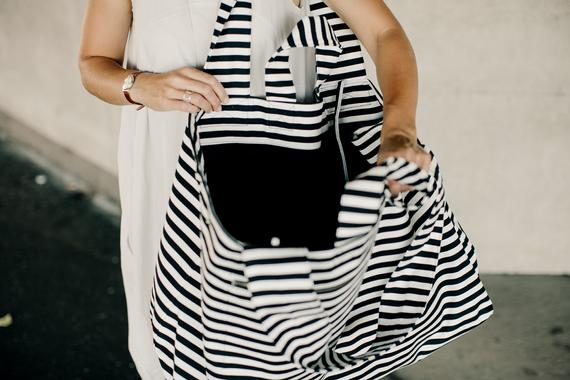 Thick Large Canvas Fashion Durable Women Black And White Stripes Shoulder Bag Shopping Tote Flax Cotton Shopping Bags Maximal | 0 | TageUnlimited