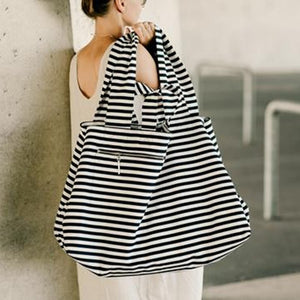 Thick Large Canvas Fashion Durable Women Black And White Stripes Shoulder Bag Shopping Tote Flax Cotton Shopping Bags Maximal | 0 | TageUnlimited