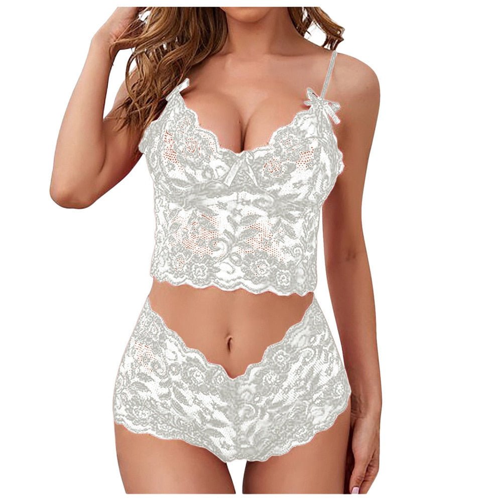 Thin Lace Flower Printed Underwear Suit Sexy Women Lingerie Set Female Adjustable Shoulder Strap Triangle Cup Bralettle | TageUnlimited