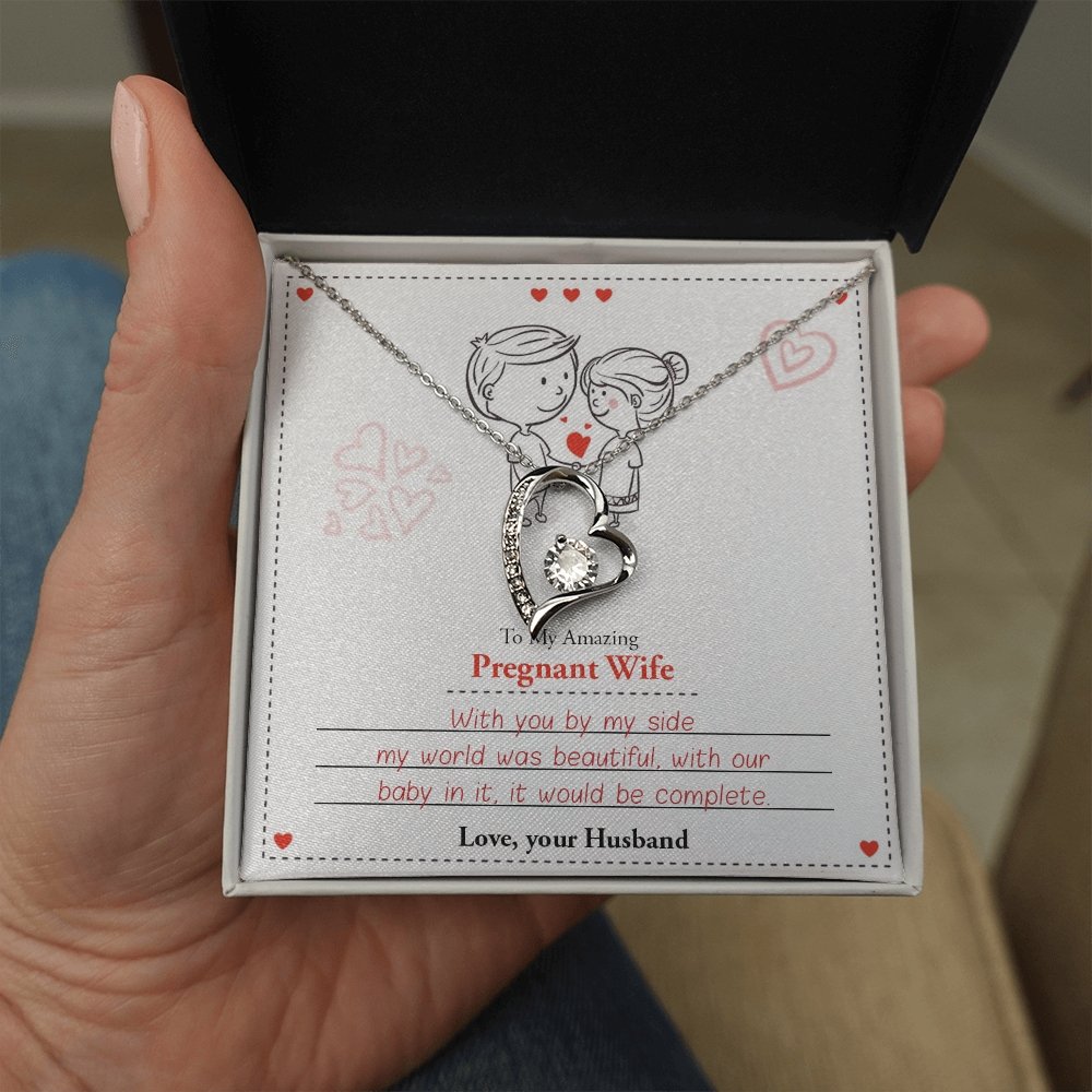 To My Amazing Pregnant Wife | With You By My Side (Forever Love Necklace) | Jewelry | C30025TG, C30025TR, lx-C30025, PB23-WOOD, PROD-2079590, PT-781, TNM-1, USER-43062 | TageUnlimited