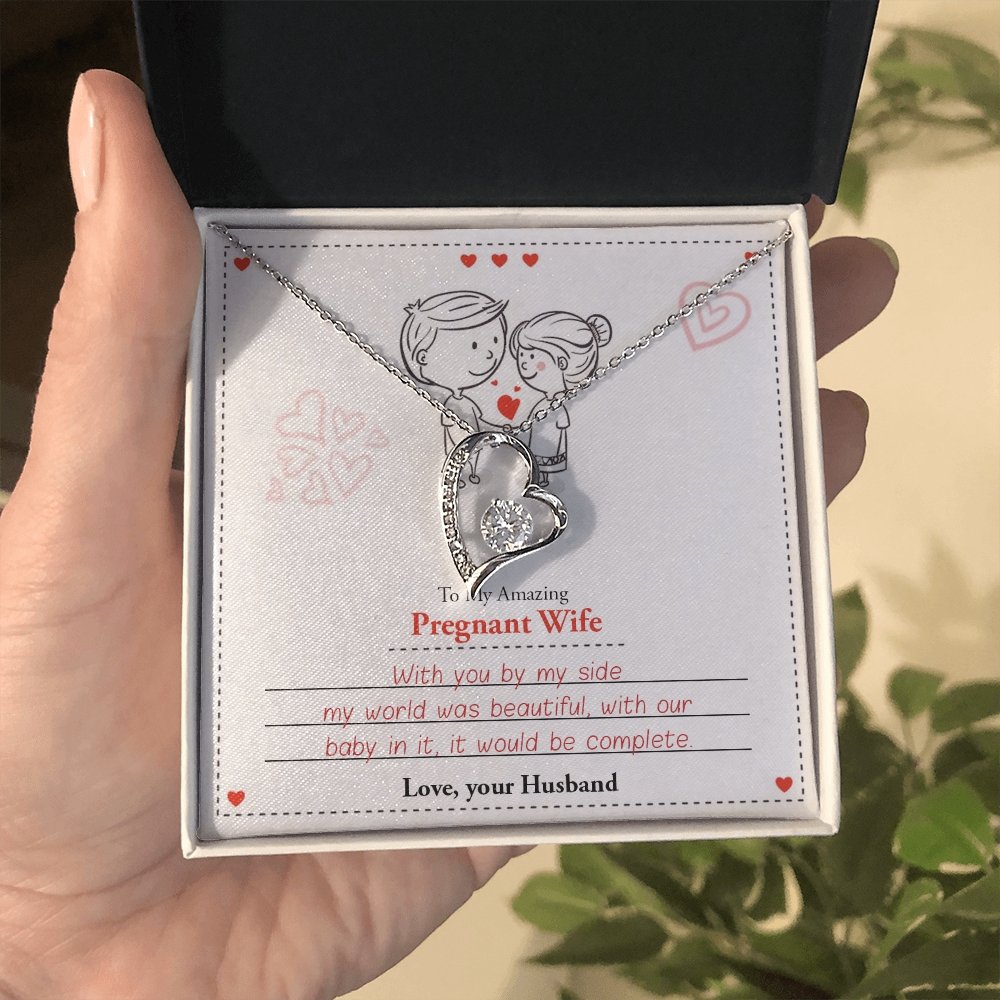 To My Amazing Pregnant Wife | With You By My Side (Forever Love Necklace) | Jewelry | C30025TG, C30025TR, lx-C30025, PB23-WOOD, PROD-2079590, PT-781, TNM-1, USER-43062 | TageUnlimited