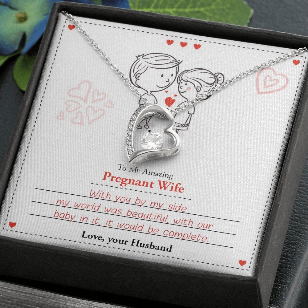 To My Amazing Pregnant Wife | With You By My Side (Forever Love Necklace) | Jewelry | C30025TG, C30025TR, lx-C30025, PB23-WOOD, PROD-2079590, PT-781, TNM-1, USER-43062 | TageUnlimited