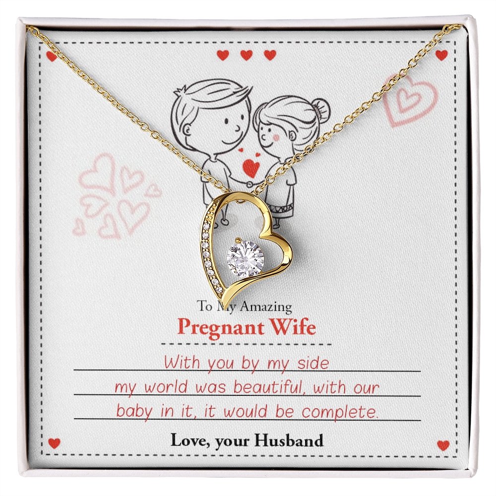 To My Amazing Pregnant Wife | With You By My Side (Forever Love Necklace) | Jewelry | C30025TG, C30025TR, lx-C30025, PB23-WOOD, PROD-2079590, PT-781, TNM-1, USER-43062 | TageUnlimited